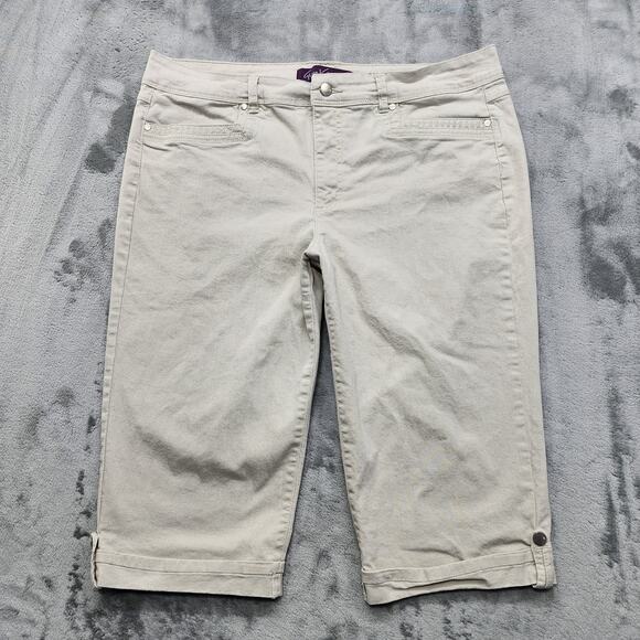 Gloria Vanderbilt Jeans Womens 14 Beige Marnie Skimmer Stretch Denim Casual - Picture 1 of 14
